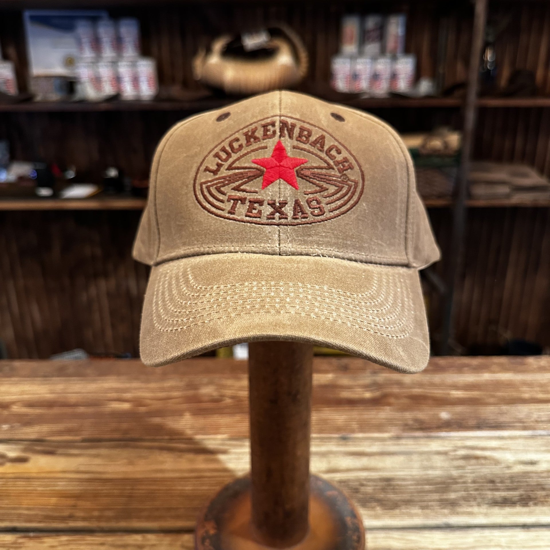 CAP: BROWN W/RED STAR | Official Luckenbach Texas General Store